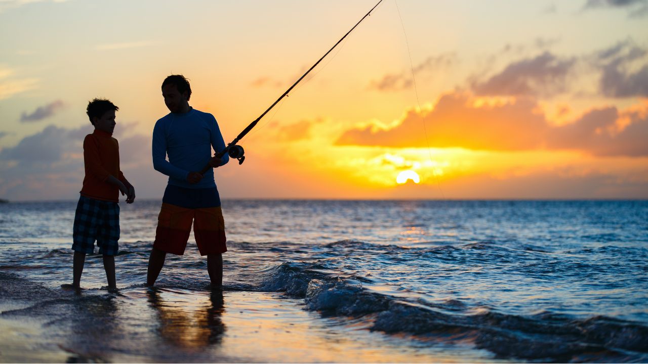 Person fishing from the Washington coast