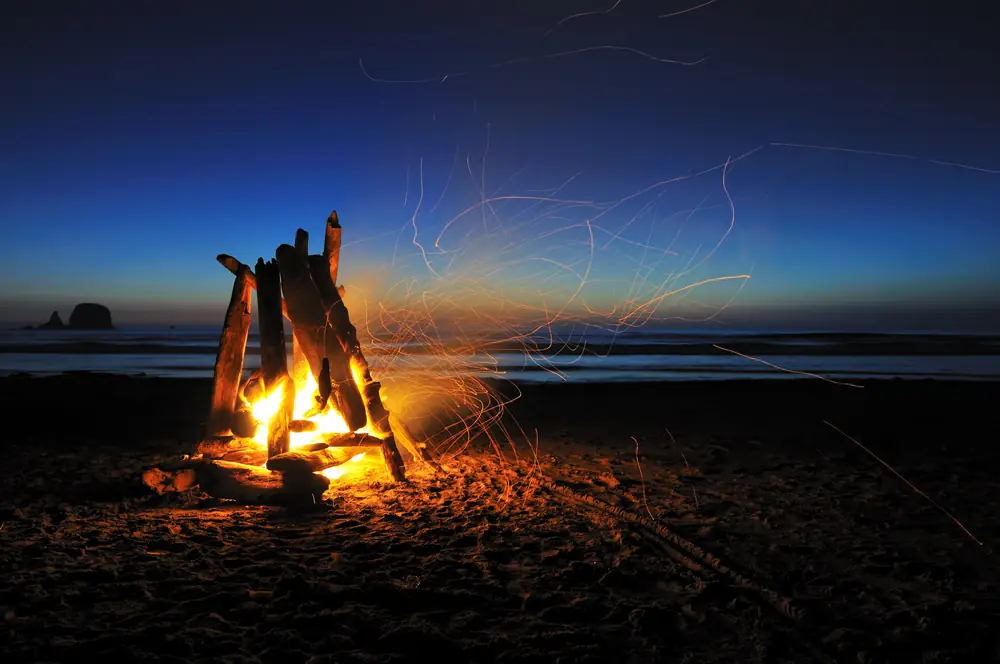 Beach bonfire at Ocean Shores