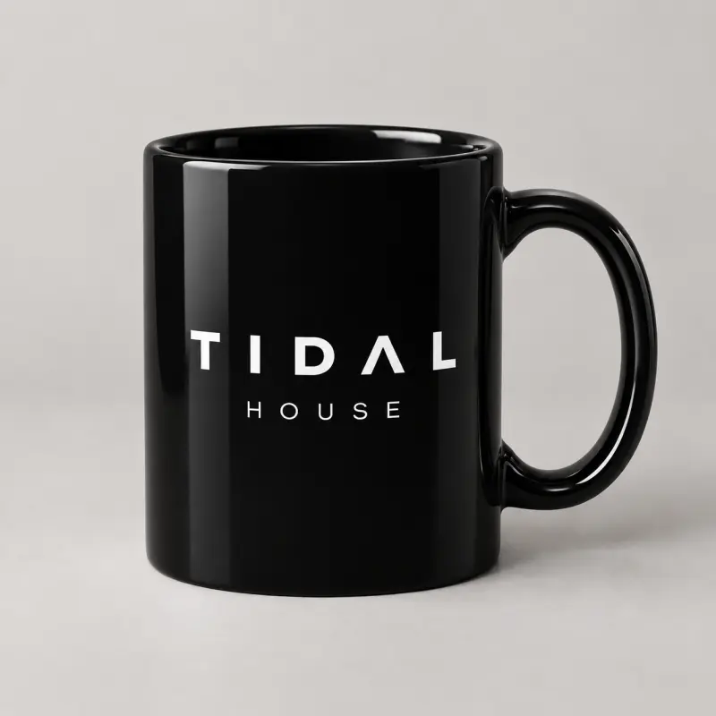 Black Tidal House Mug with white Tidal House logo