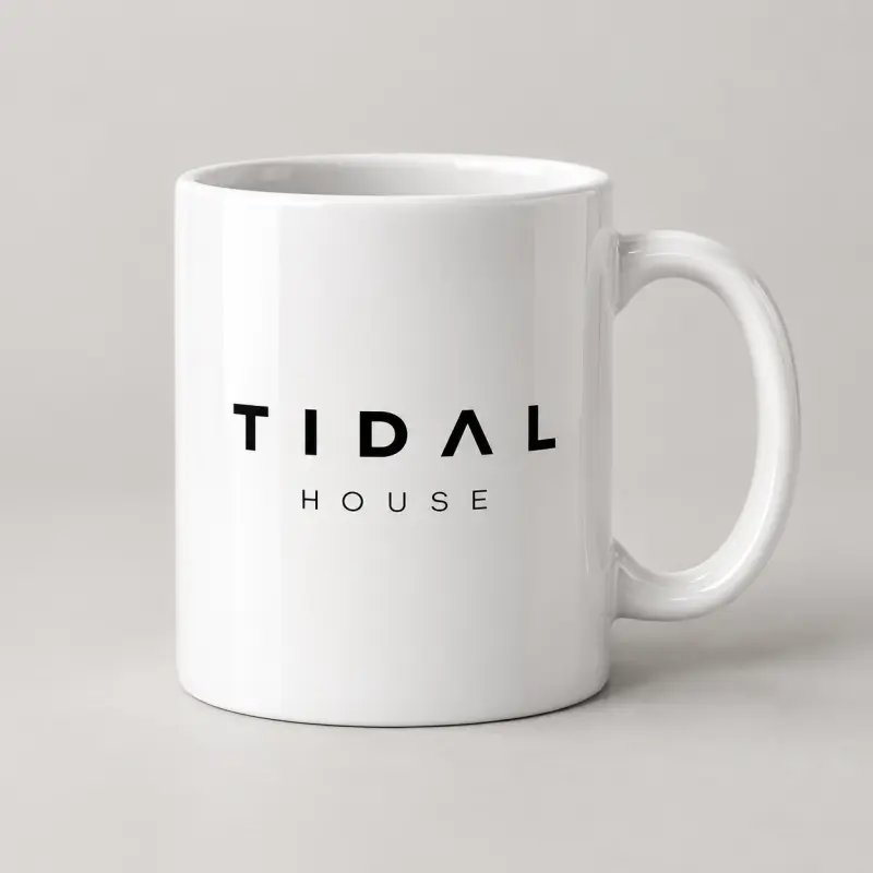 White Tidal House Mug with black Tidal House logo