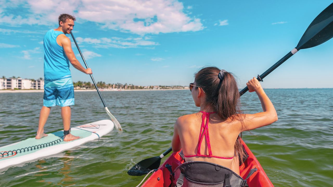 Paddler enjoying coastal watersports