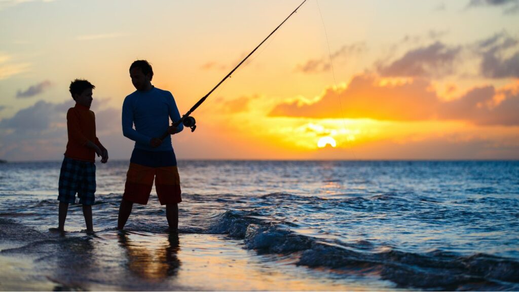 fishing around a beach