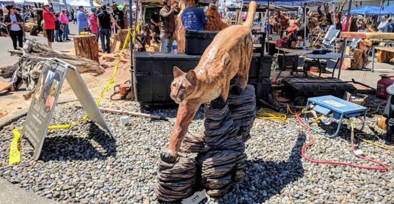Chainsaw carving at the Sand and Sawdust Festival in Ocean Shores